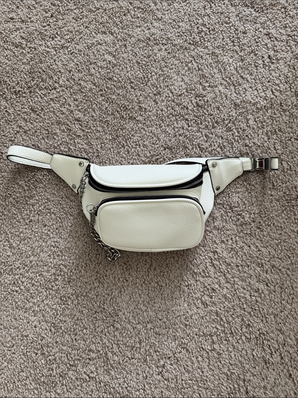 Pull&Bear Cream Leather Logo Patch